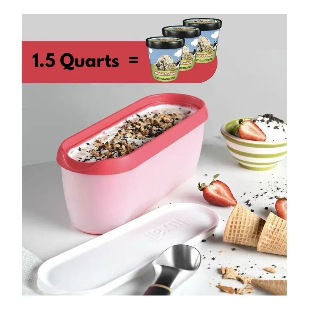 Ice Cream containers W/lid, Reusable Storage Freezer Tub, 2 Pack, BPA FREE